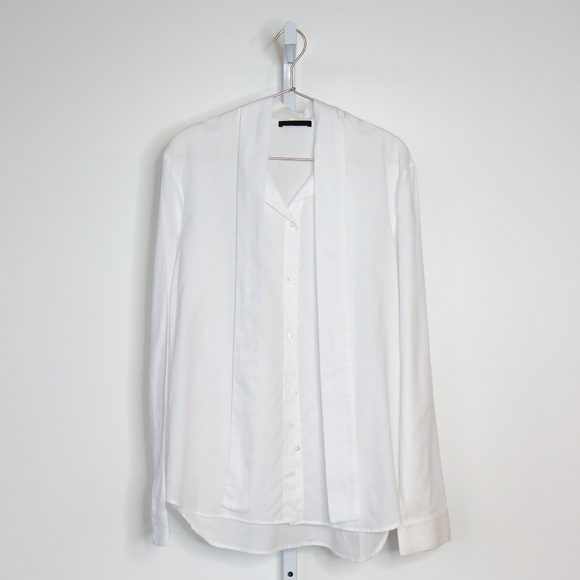 The Row Tops - The Row Bow Button Down White Blouse